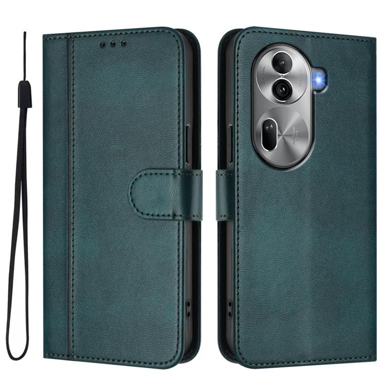 For OPPO Reno11 Pro 5G Global Line Splicing Buckle Retro Leather Phone Case