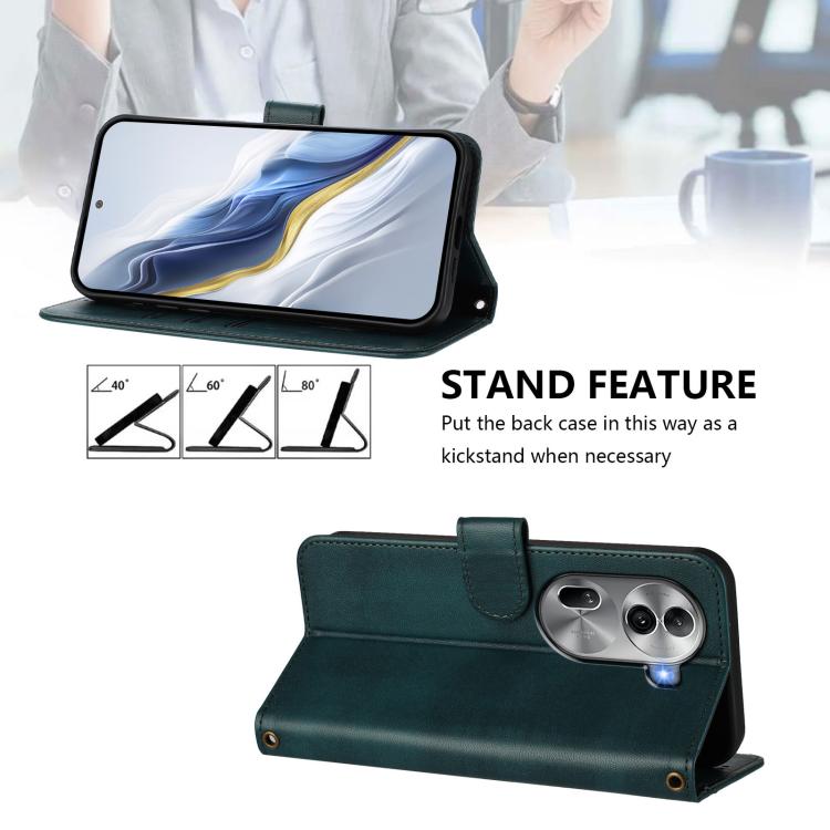 For OPPO Reno11 Pro 5G Global Line Splicing Buckle Retro Leather Phone Case