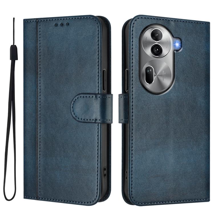 For OPPO Reno11 Pro 5G Global Line Splicing Buckle Retro Leather Phone Case