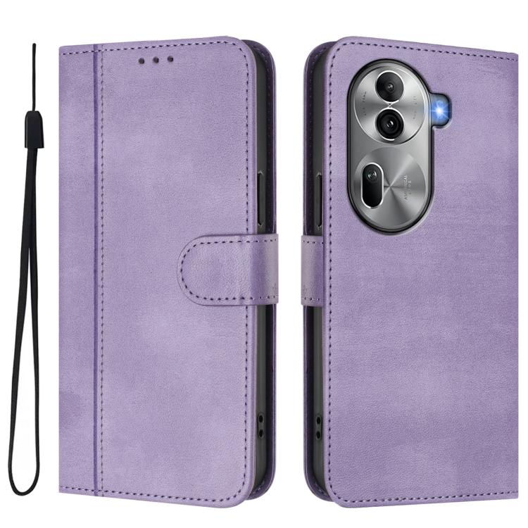 For OPPO Reno11 Pro 5G Global Line Splicing Buckle Retro Leather Phone Case