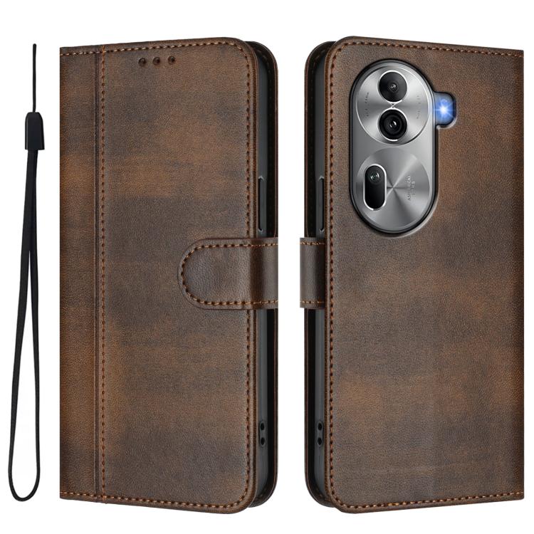 For OPPO Reno11 Pro 5G Global Line Splicing Buckle Retro Leather Phone Case