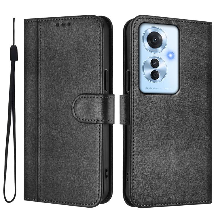 For OPPO Reno11 F 5G Global / F25 Pro 5G India Line Splicing Buckle Retro Leather Phone Case