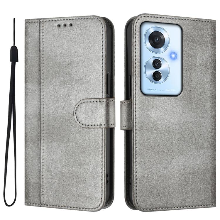 For OPPO Reno11 F 5G Global / F25 Pro 5G India Line Splicing Buckle Retro Leather Phone Case