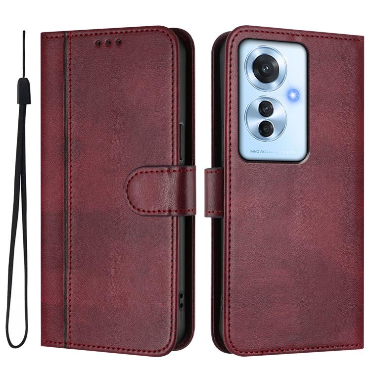 For OPPO Reno11 F 5G Global / F25 Pro 5G India Line Splicing Buckle Retro Leather Phone Case