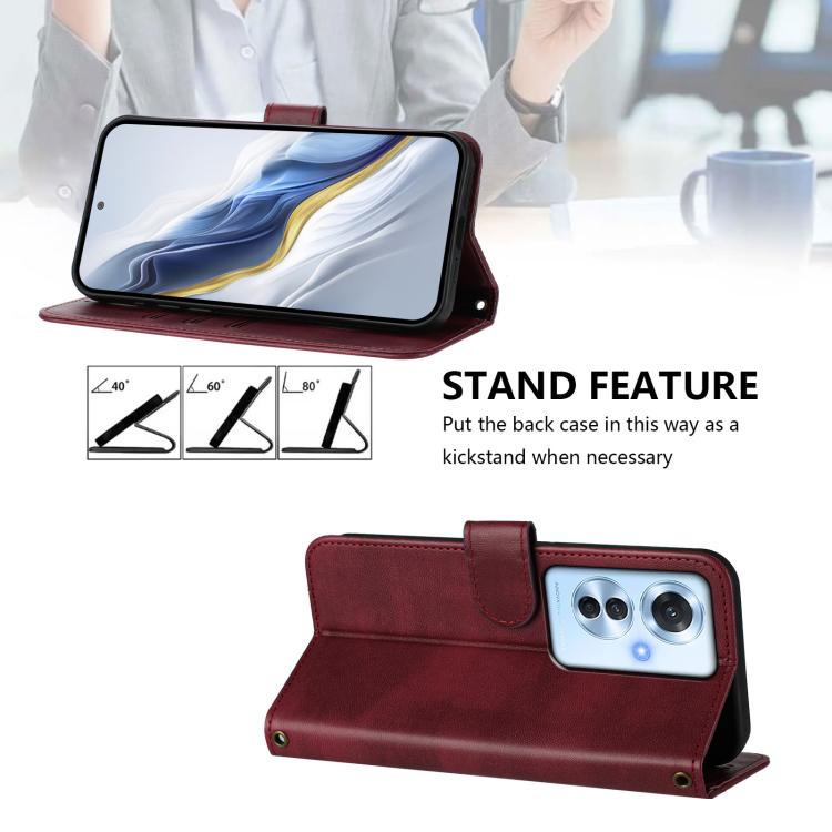 For OPPO Reno11 F 5G Global / F25 Pro 5G India Line Splicing Buckle Retro Leather Phone Case