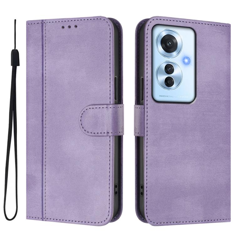 For OPPO Reno11 F 5G Global / F25 Pro 5G India Line Splicing Buckle Retro Leather Phone Case