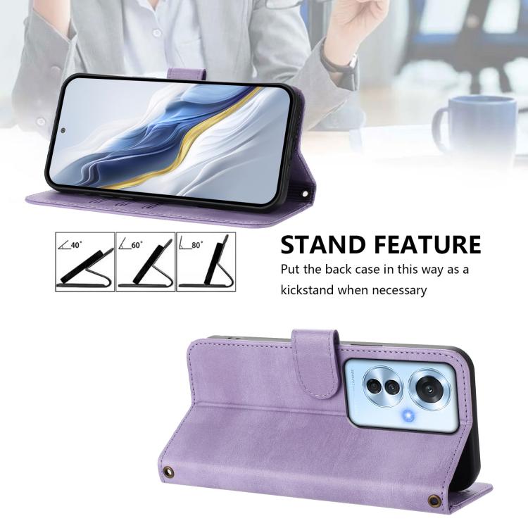 For OPPO Reno11 F 5G Global / F25 Pro 5G India Line Splicing Buckle Retro Leather Phone Case