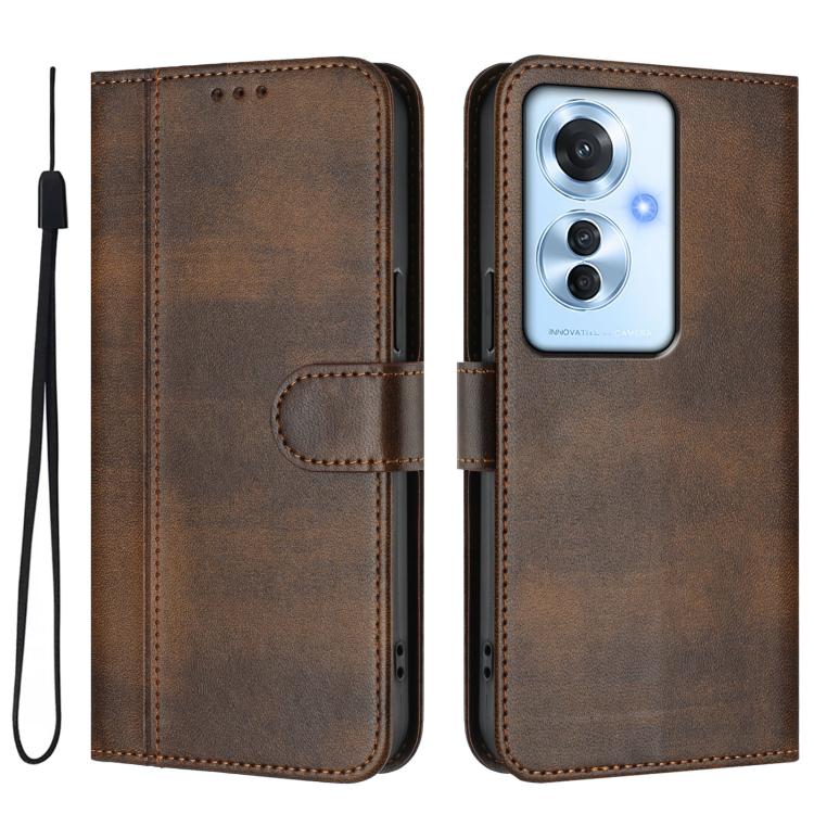 For OPPO Reno11 F 5G Global / F25 Pro 5G India Line Splicing Buckle Retro Leather Phone Case
