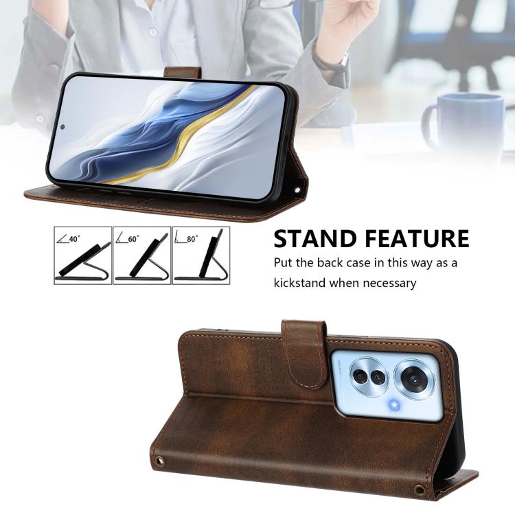 For OPPO Reno11 F 5G Global / F25 Pro 5G India Line Splicing Buckle Retro Leather Phone Case