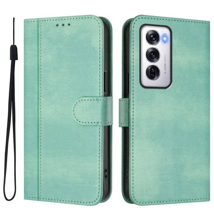 For OPPO Reno12 5G Global Line Splicing Buckle Retro Leather Phone Case