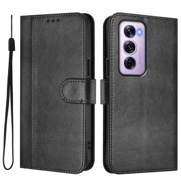 For OPPO Reno12 Pro 5G Global Line Splicing Buckle Retro Leather Phone Case