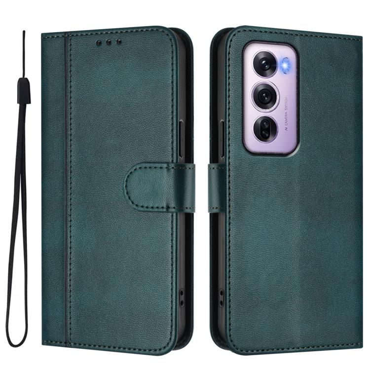 For OPPO Reno12 Pro 5G Global Line Splicing Buckle Retro Leather Phone Case