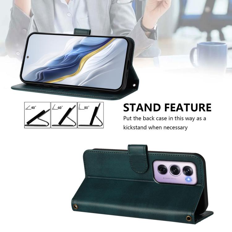 For OPPO Reno12 Pro 5G Global Line Splicing Buckle Retro Leather Phone Case