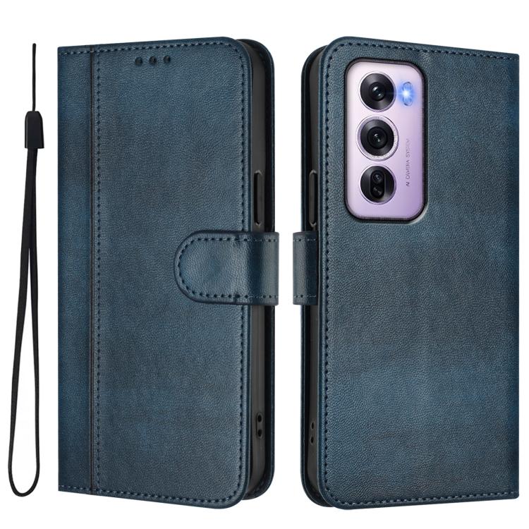 For OPPO Reno12 Pro 5G Global Line Splicing Buckle Retro Leather Phone Case