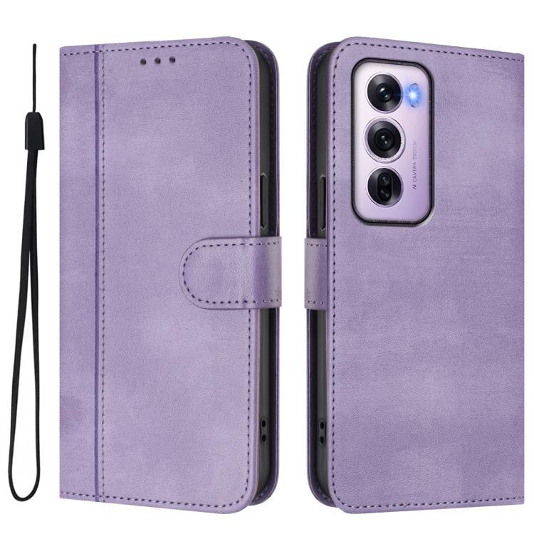 For OPPO Reno12 Pro 5G Global Line Splicing Buckle Retro Leather Phone Case