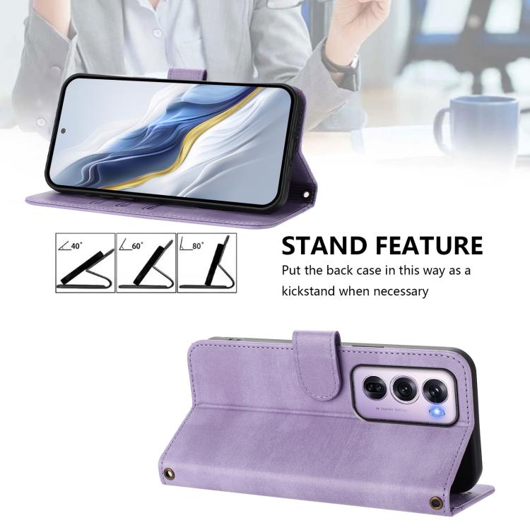 For OPPO Reno12 Pro 5G Global Line Splicing Buckle Retro Leather Phone Case