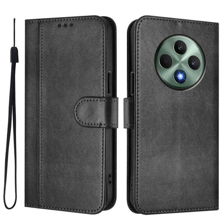 For OPPO Reno12 F 5G / 4G / F27 5G India Line Splicing Buckle Retro Leather Phone Case
