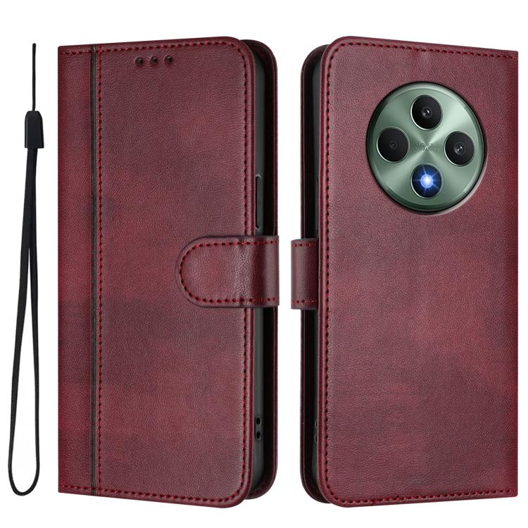 For OPPO Reno12 F 5G / 4G / F27 5G India Line Splicing Buckle Retro Leather Phone Case