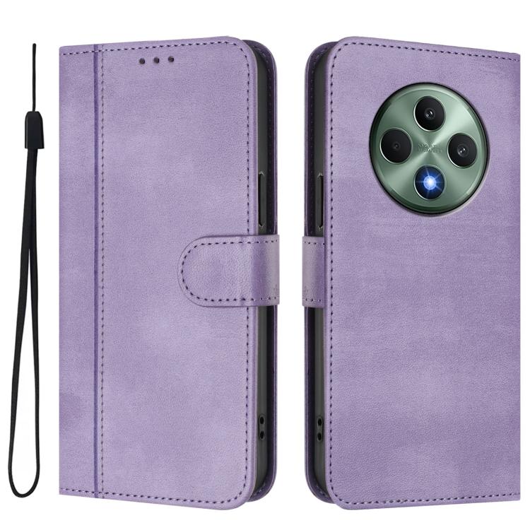For OPPO Reno12 F 5G / 4G / F27 5G India Line Splicing Buckle Retro Leather Phone Case
