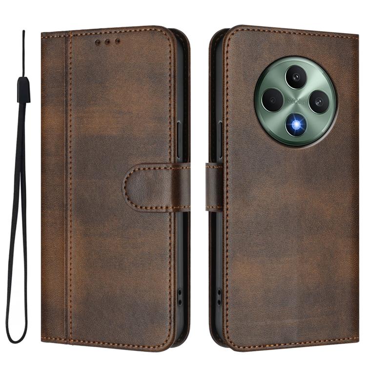 For OPPO Reno12 F 5G / 4G / F27 5G India Line Splicing Buckle Retro Leather Phone Case