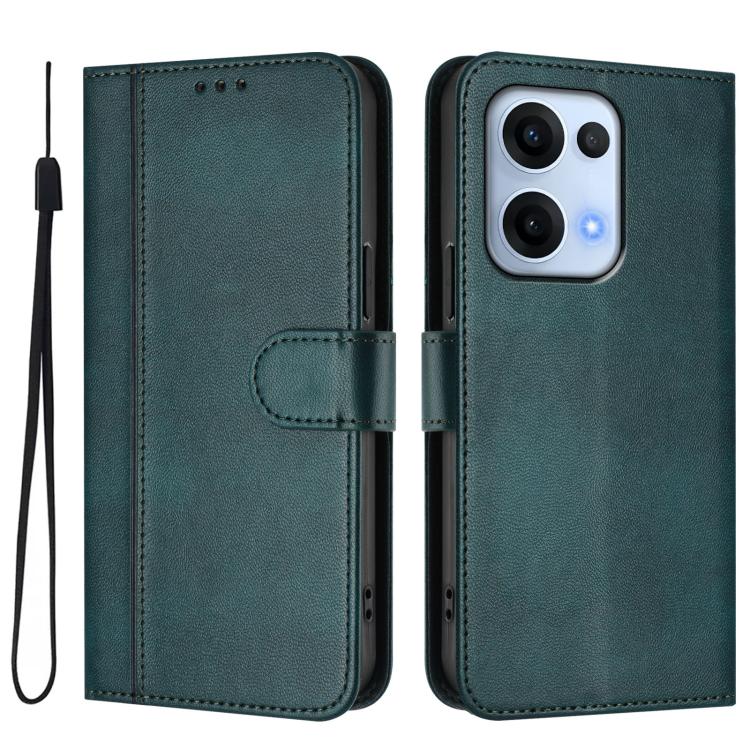 For OPPO Reno13 5G Global Line Splicing Buckle Retro Leather Phone Case