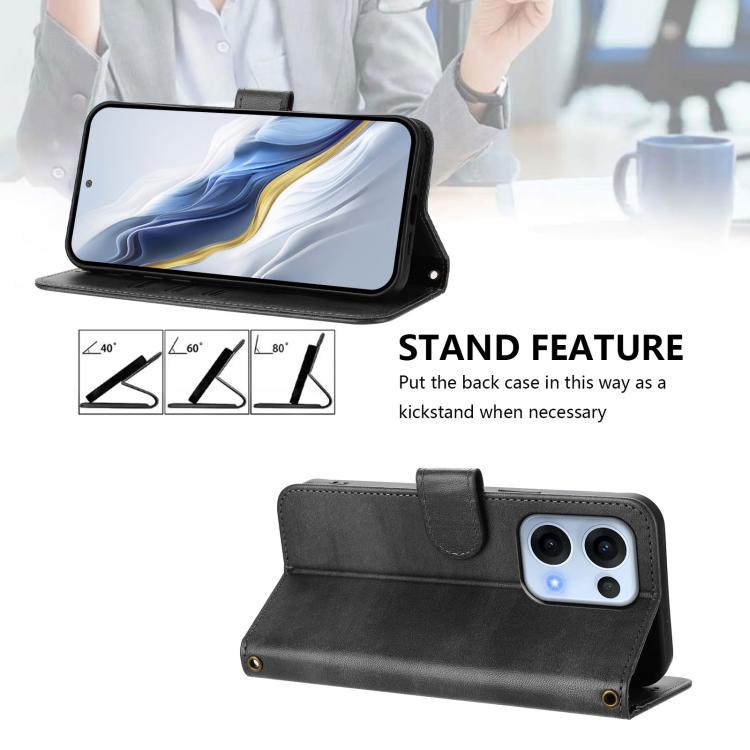 For OPPO Reno13 Pro 5G Global Line Splicing Buckle Retro Leather Phone Case