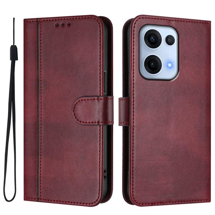For OPPO Reno13 Pro 5G Global Line Splicing Buckle Retro Leather Phone Case