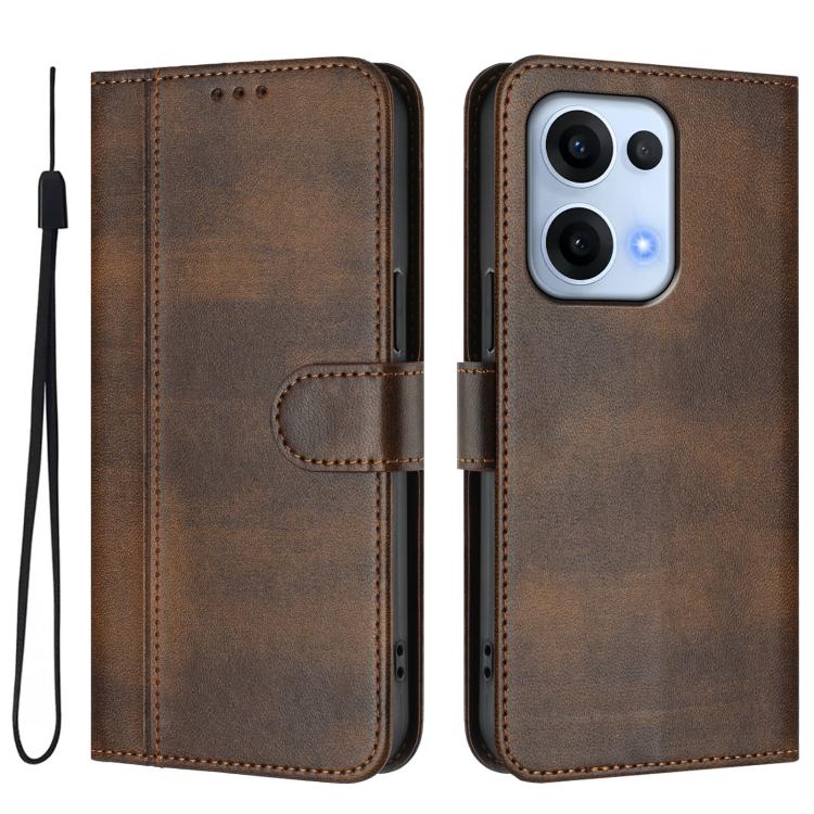 For OPPO Reno13 Pro 5G Global Line Splicing Buckle Retro Leather Phone Case