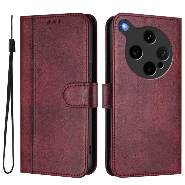 For OPPO Find X8 Ultra 5G Line Splicing Buckle Retro Leather Phone Case