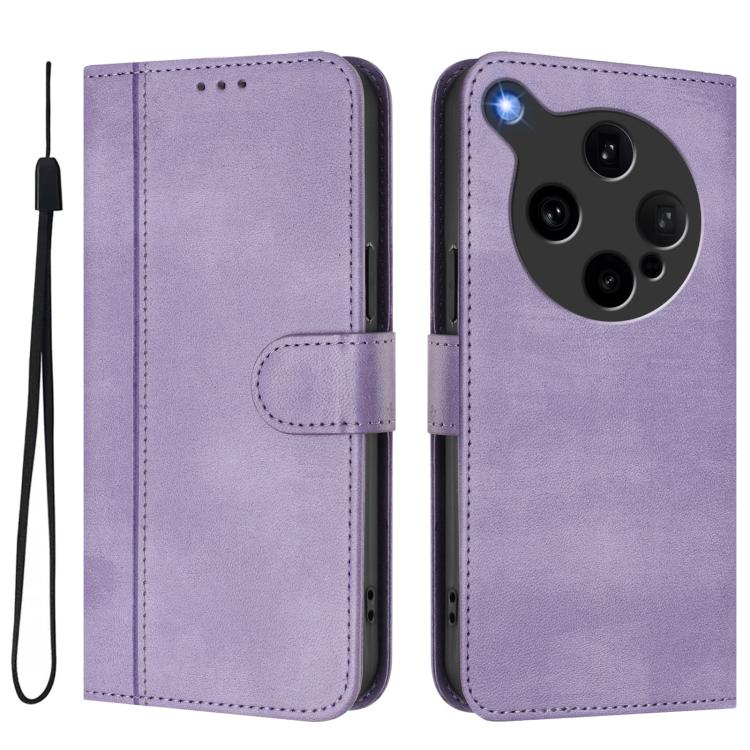 For OPPO Find X8 Ultra 5G Line Splicing Buckle Retro Leather Phone Case