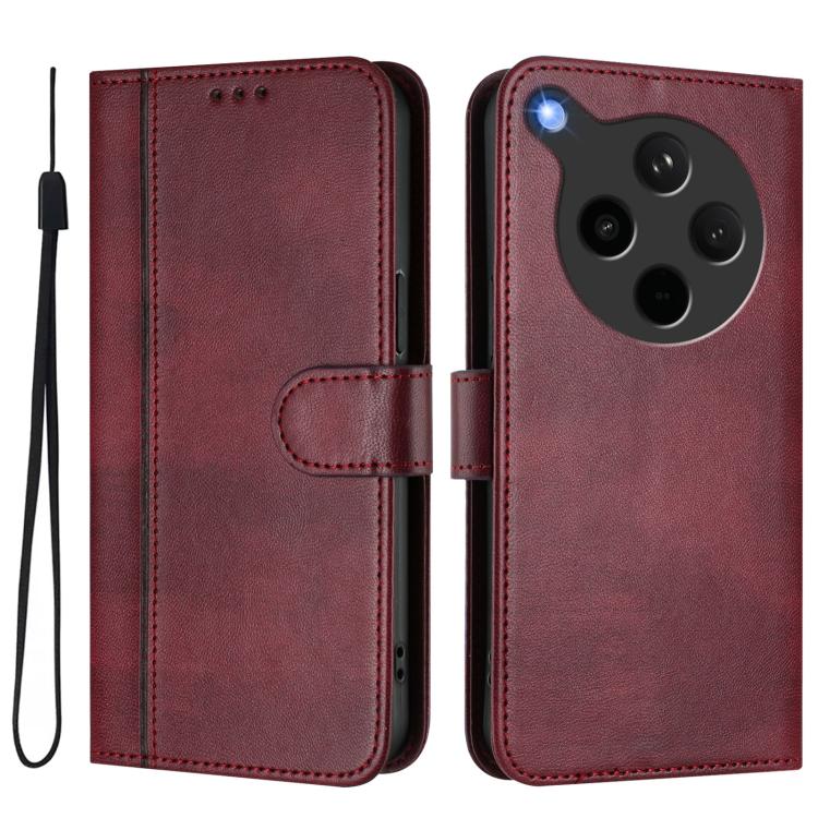 For OPPO Find X8s+ 5G Line Splicing Buckle Retro Leather Phone Case