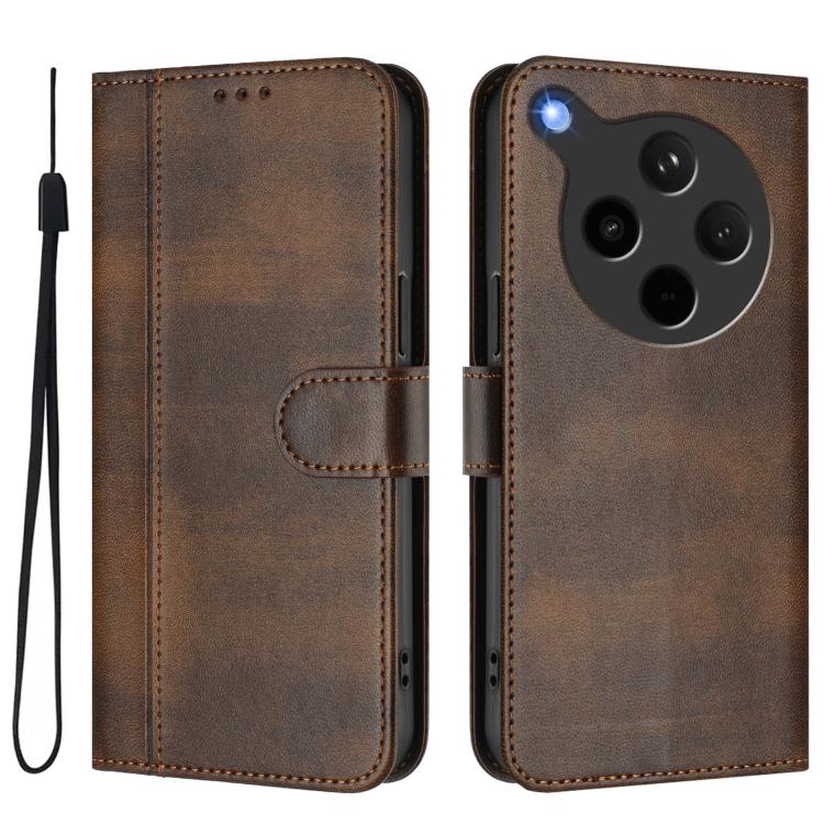 For OPPO Find X8s+ 5G Line Splicing Buckle Retro Leather Phone Case