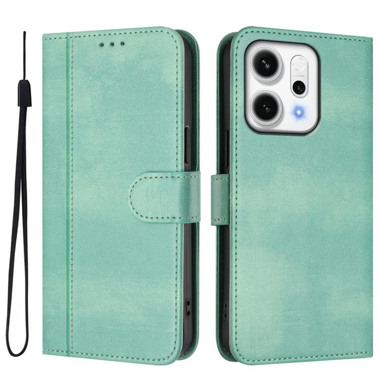 For OPPO Reno14 Global Line Splicing Buckle Retro Leather Phone Case