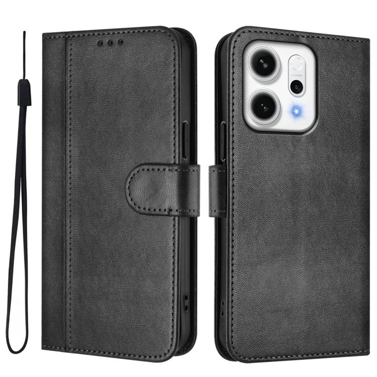 For OPPO Reno14 Global Line Splicing Buckle Retro Leather Phone Case