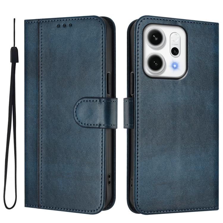 For OPPO Reno14 Global Line Splicing Buckle Retro Leather Phone Case