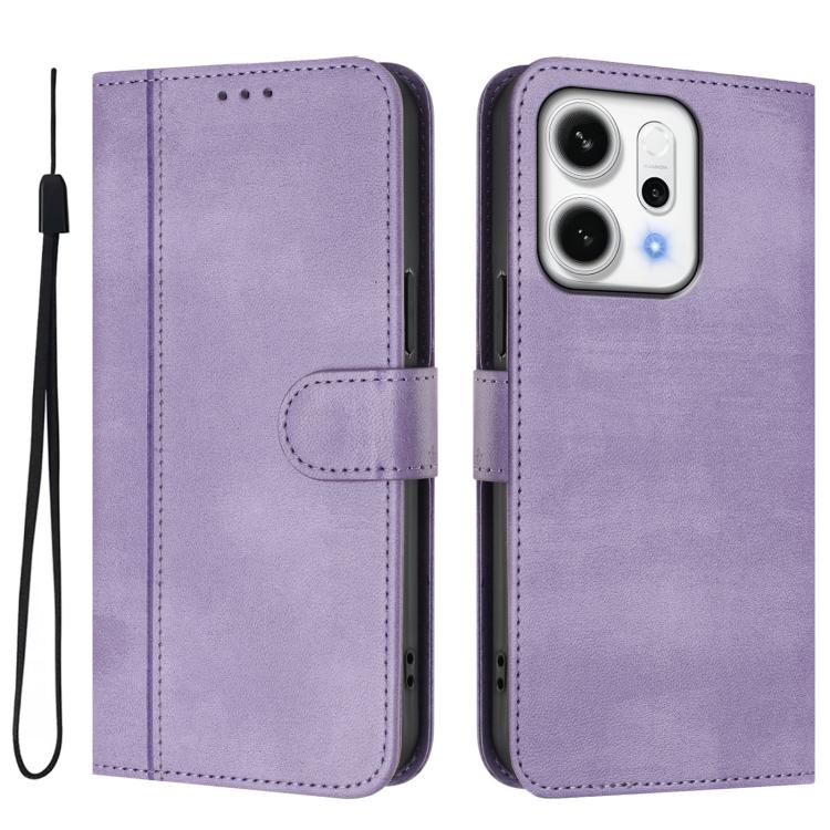 For OPPO Reno14 Global Line Splicing Buckle Retro Leather Phone Case