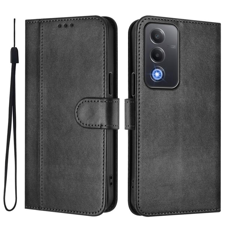 For OPPO A5 5G Global Line Splicing Buckle Retro Leather Phone Case