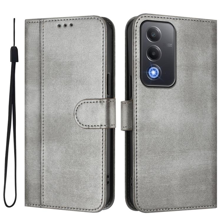 For OPPO A5 5G Global Line Splicing Buckle Retro Leather Phone Case