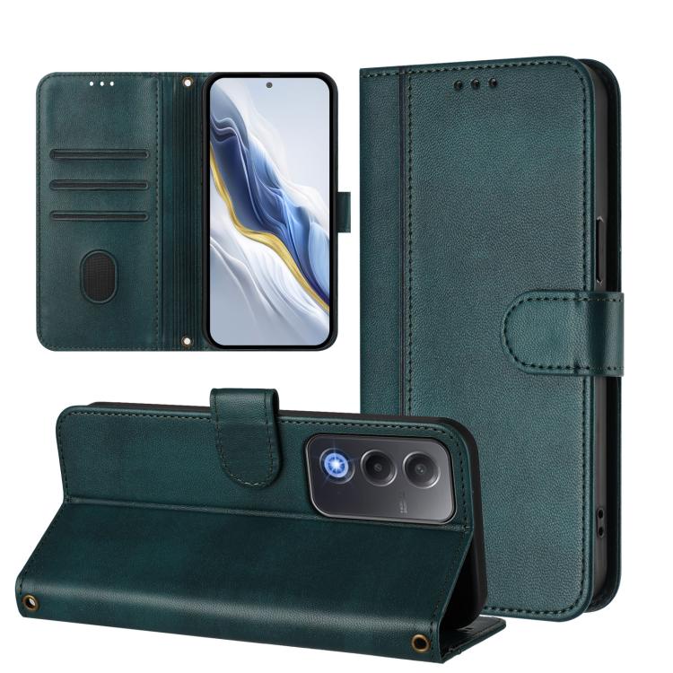 For OPPO A5 5G Global Line Splicing Buckle Retro Leather Phone Case
