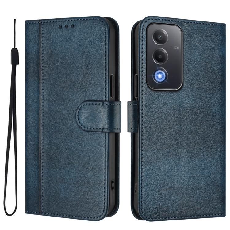 For OPPO A5 5G Global Line Splicing Buckle Retro Leather Phone Case