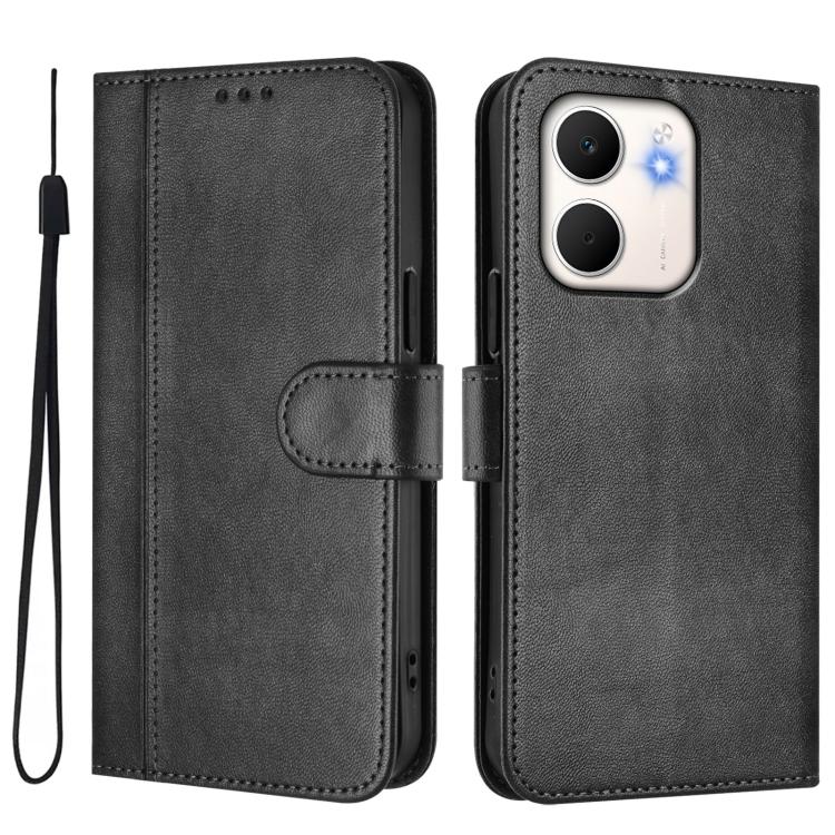 For OPPO A5x 5G / 4G Global Line Splicing Buckle Retro Leather Phone Case