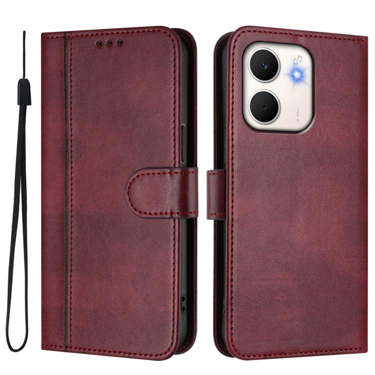 For OPPO A5x 5G / 4G Global Line Splicing Buckle Retro Leather Phone Case