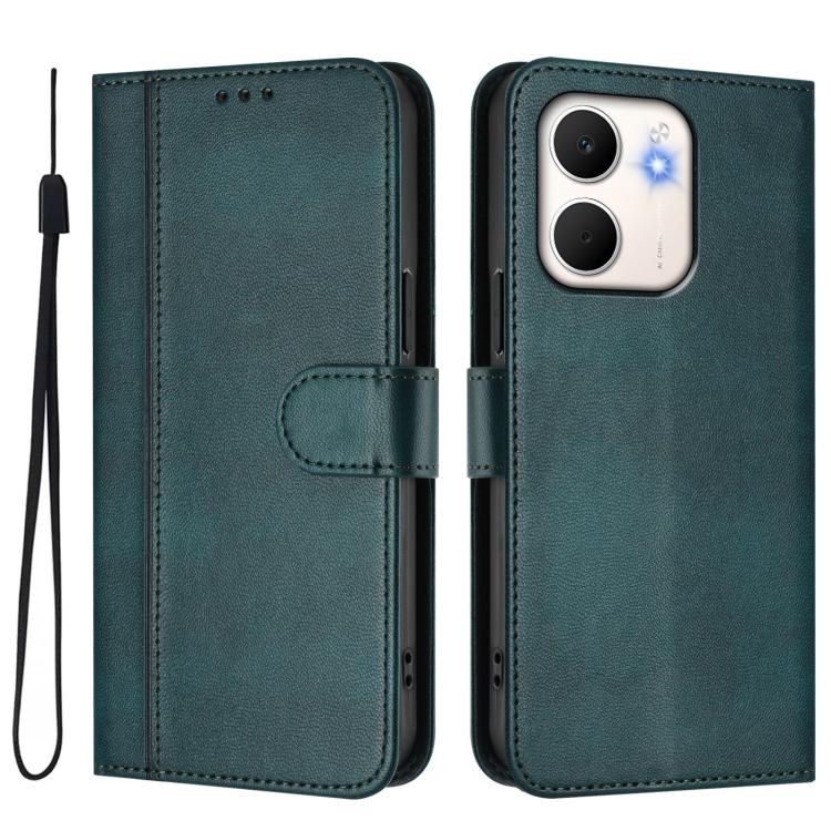 For OPPO A5x 5G / 4G Global Line Splicing Buckle Retro Leather Phone Case