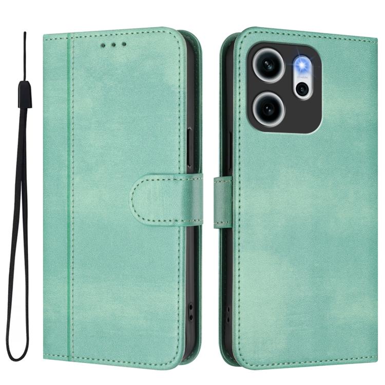 For OPPO Reno14 F 5G Line Splicing Buckle Retro Leather Phone Case
