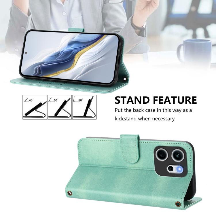 For OPPO Reno14 F 5G Line Splicing Buckle Retro Leather Phone Case