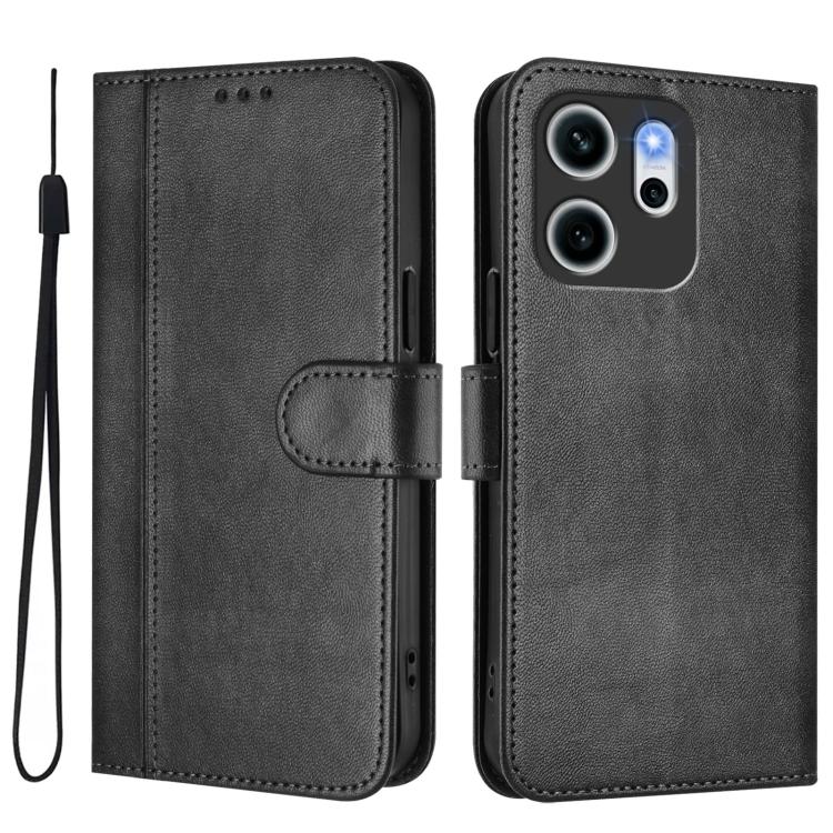 For OPPO Reno14 F 5G Line Splicing Buckle Retro Leather Phone Case