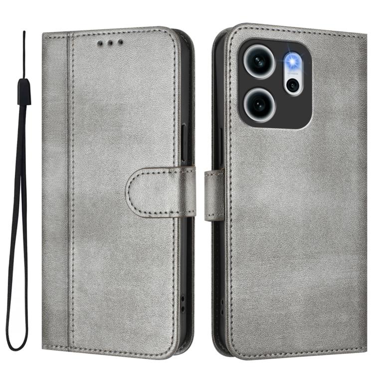 For OPPO Reno14 F 5G Line Splicing Buckle Retro Leather Phone Case