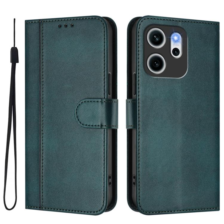 For OPPO Reno14 F 5G Line Splicing Buckle Retro Leather Phone Case