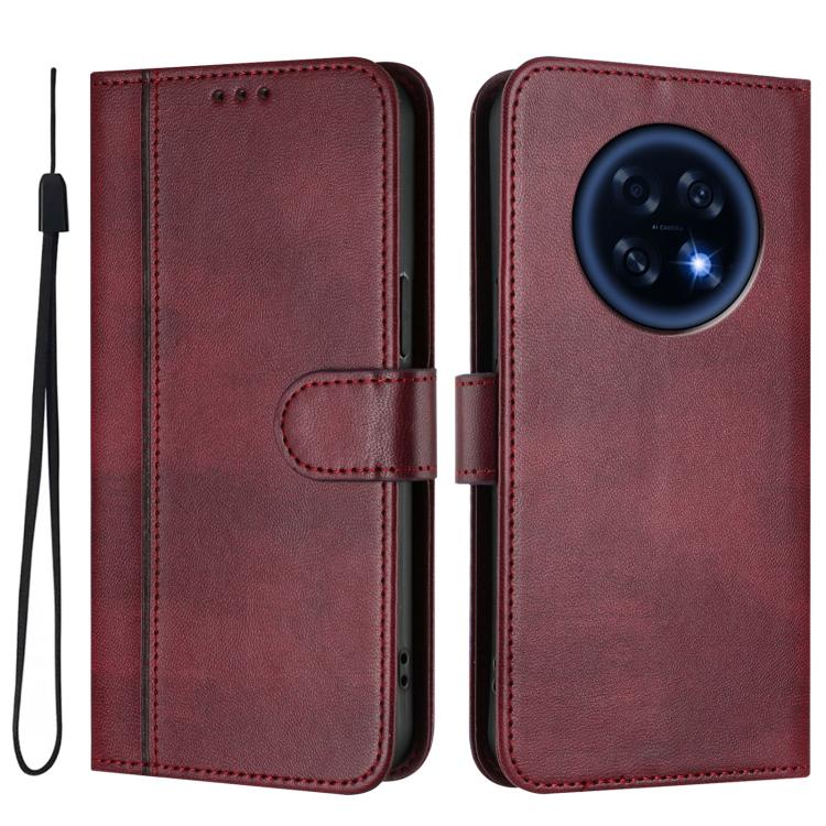 For OPPO A6 GT 5G Line Splicing Buckle Retro Leather Phone Case