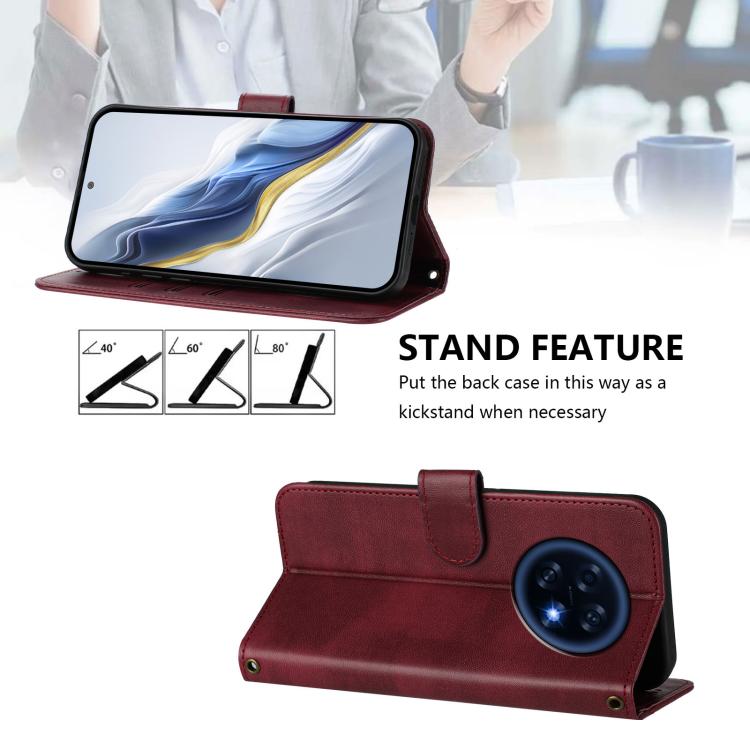 For OPPO A6 GT 5G Line Splicing Buckle Retro Leather Phone Case
